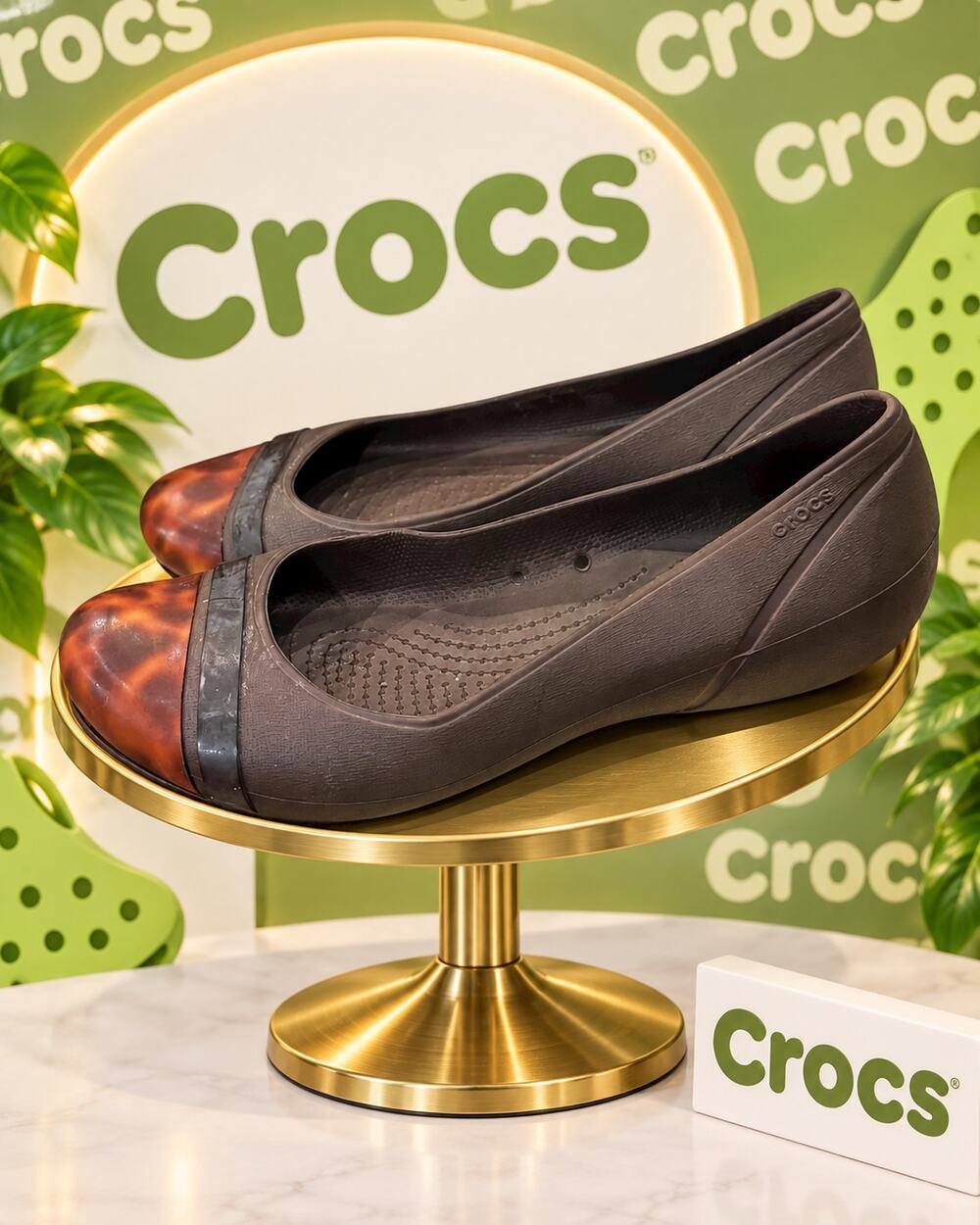 Crocs Tortoise Shell Cap Toe Ballet Flats Brown Women’s Size 9